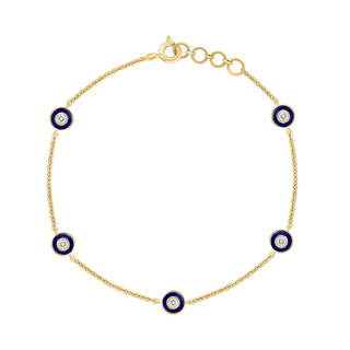 Blue Enamel Evil Eye Silver Bracelet for women - Adila Jewels