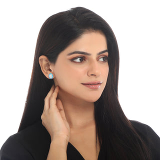 Blue Enamel Stud earrings -Bombay Fizz | Adila Jewels