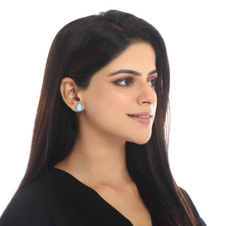 Blue Enamel Stud earrings -Bombay Fizz | Adila Jewels