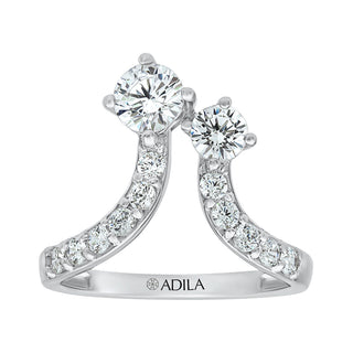 Soul to Soul Round Cut Silver Ring for girlfriend in 925 Sterling Silver - Adila jewels