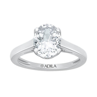 The Classic Oval Solitaire Ring with a Two Carat Stone in 925 Sterling Silver Ring for Women - Adila Jewels