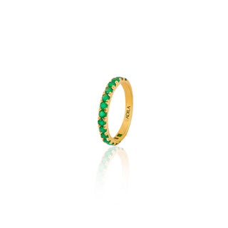 Matcha Ring | Gold ring with green gemstones on a white background | Adila Jewels