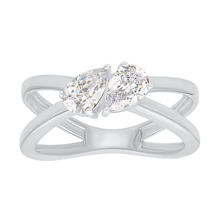 Toi Et Moi Pear Shape Silver rings for women - Adila jewels