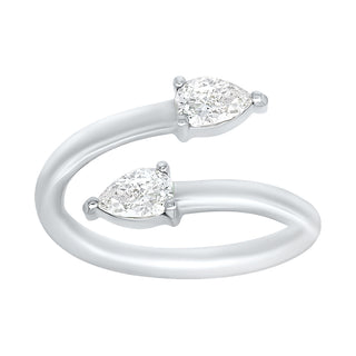 Two Stone Pear Shape Bypass  925 Sterling Silver Rings for Women - Adila Jewels