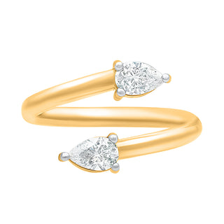 Two Stone Pear Shape Bypass  925 Sterling Silver Rings for Women - Adila Jewels