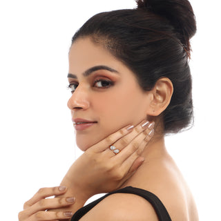 Two Stone Pear Shape Halo Crossover in 925 Sterling Silver Ring for Women - Adila Jewels