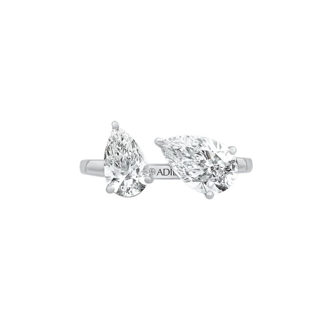 Two Stone Pear Shape Moissanite Ring
