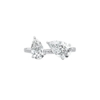 Two Stone Pear Shape Moissanite Ring