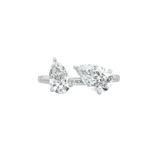 Two Stone Pear Shape Moissanite Ring