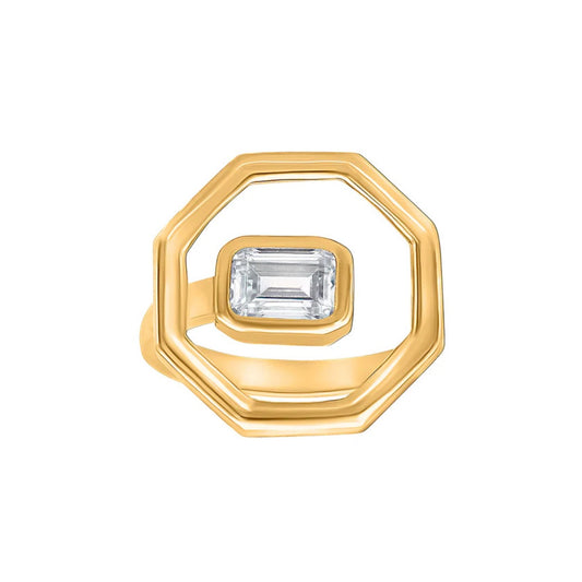 Geometric Bold Radiant Moissanite Ring