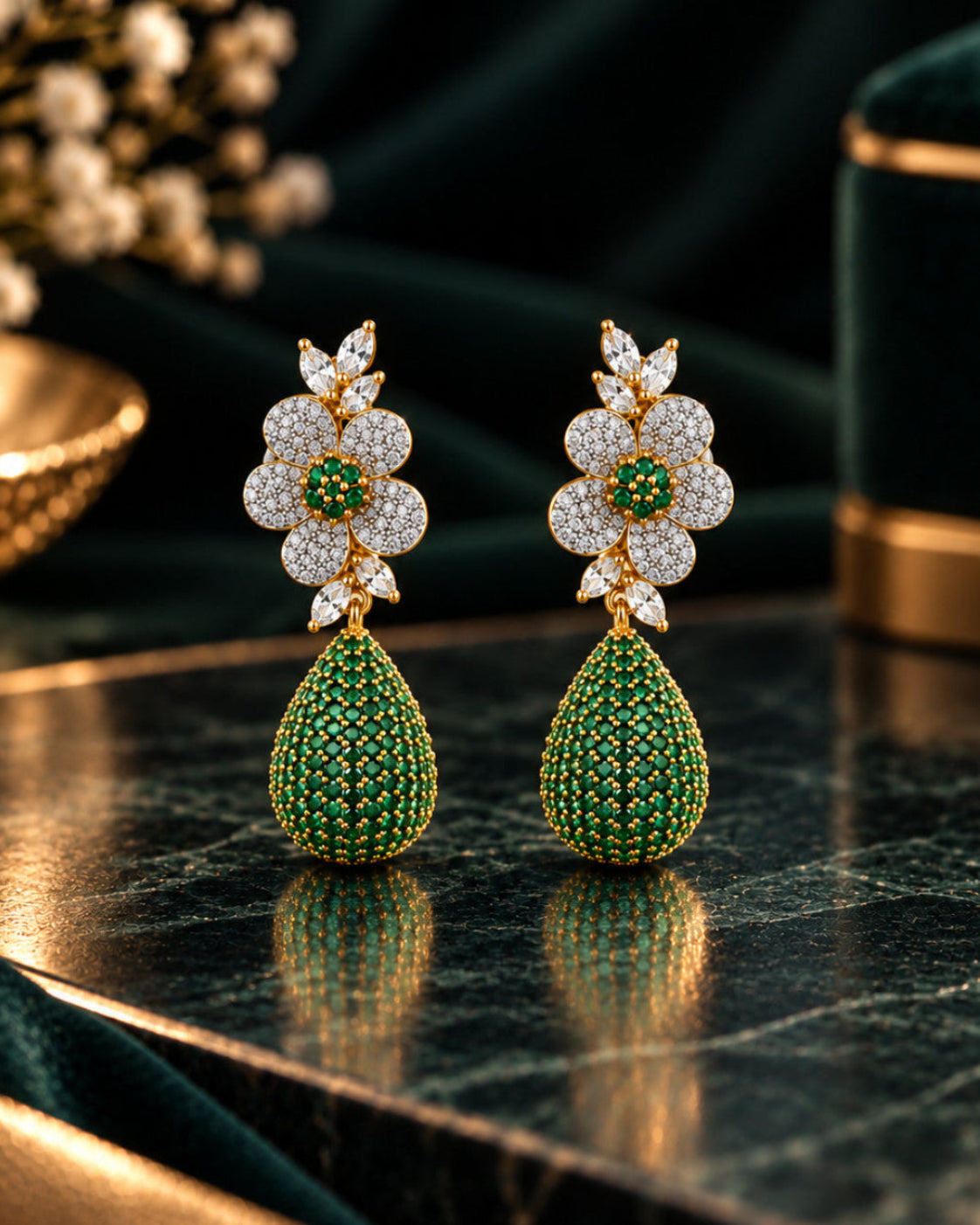 Dewberry Green Drop Earrings