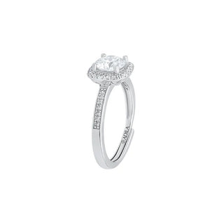 Serene Grace Cushion Halo Moissanite Silver Ring