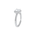 Serene Grace Cushion Halo Moissanite Silver Ring