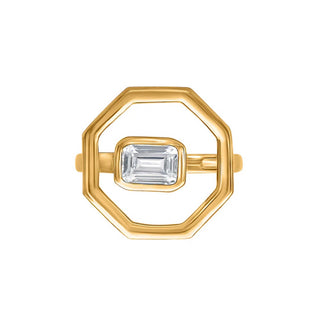 Geometric Bold Radiant Moissanite Ring