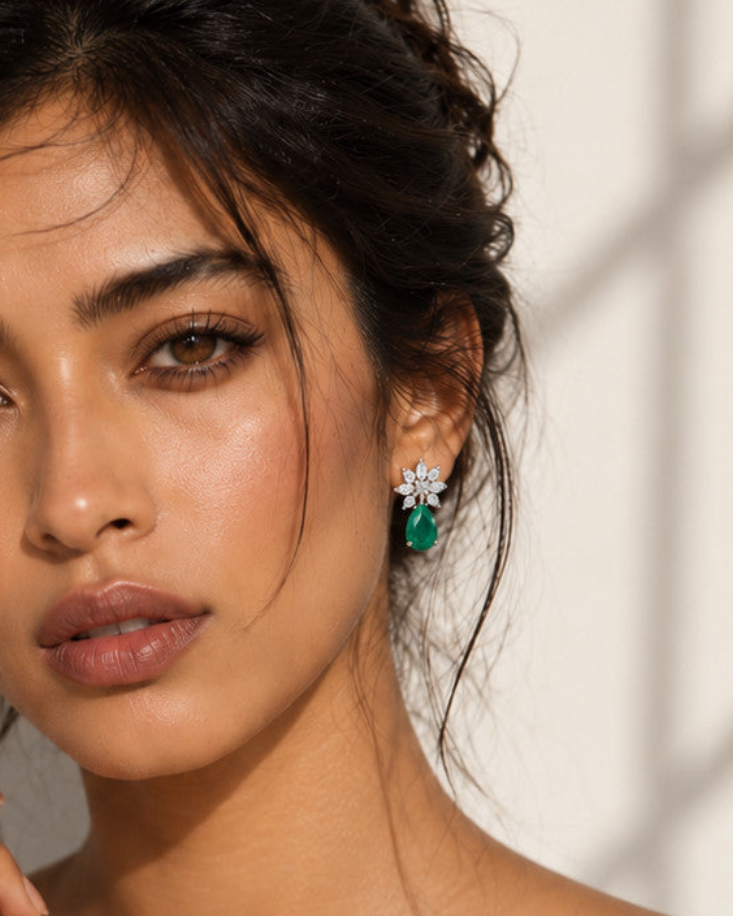 Zumra Green Drop Earrings