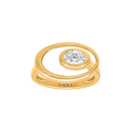 Elliptic Oval Shape Moissanite Ring