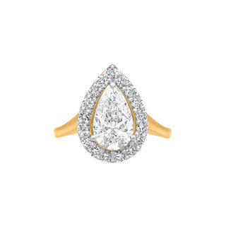 The Halo Pear Shape Moissanite Ring