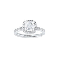 Serene Grace Cushion Halo Moissanite Silver Ring