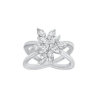Marquise Flower Shape Moissanite Ring