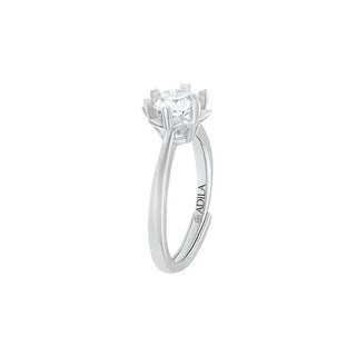 Arnika Lotus Solitaire Moissanite Silver Ring