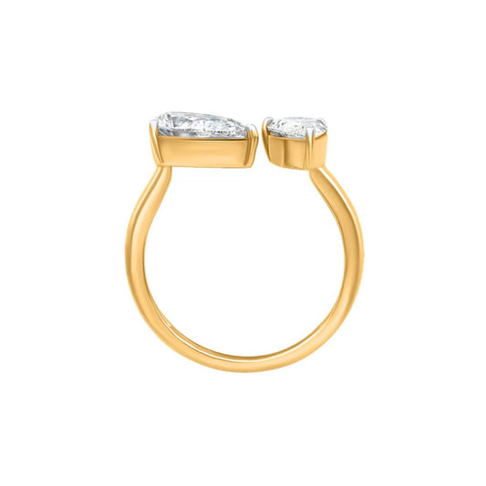 Two Stone Pear Shape Moissanite Ring
