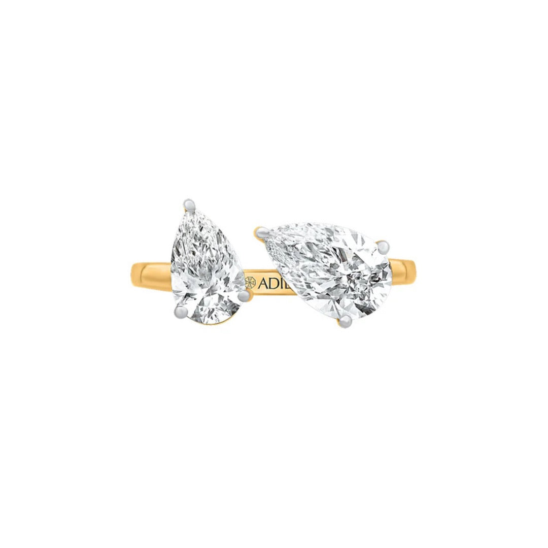 Two Stone Pear Shape Moissanite Ring