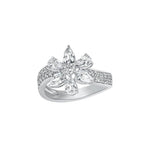 Pear and Round Moissanite Flower Shape Ring