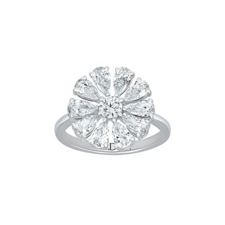 Pear Flower Shape Moissanite Ring