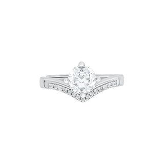 Kiara Chevron Solitaire Moissanite Silver Ring