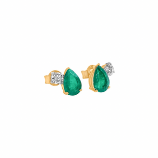 Paan Pop Moissanite & Emerald Drop Silver Earrings
