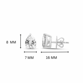 Niva 2.25ct Pear Moissanite Silver Stud Earrings