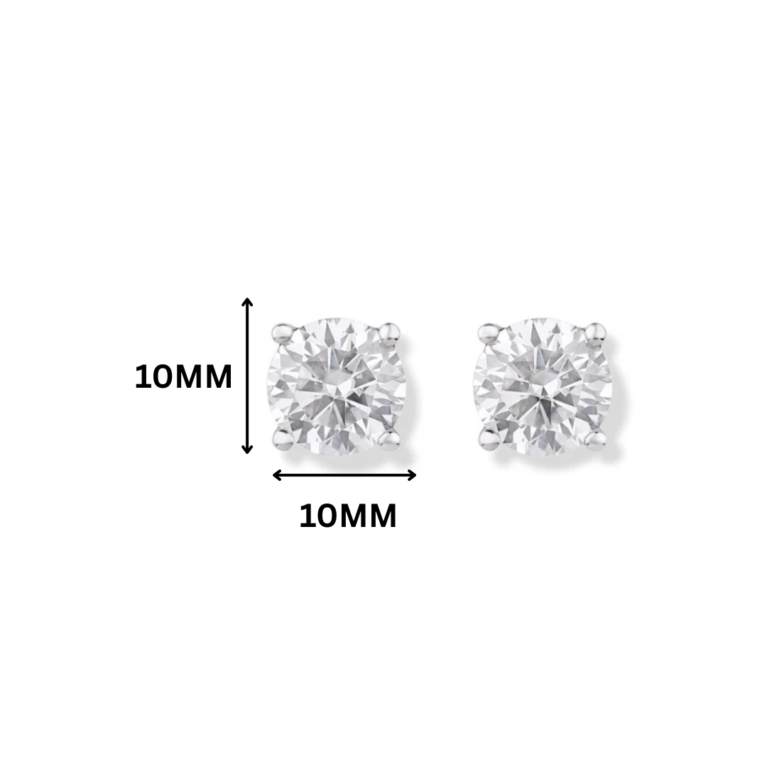 Gia 5.00ct Round Moissanite Silver Stud Earrings