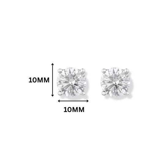 Gia 5.00ct Round Moissanite Silver Stud Earrings