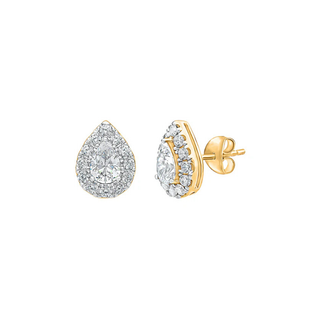 Eira Pear Halo Stud Earrings