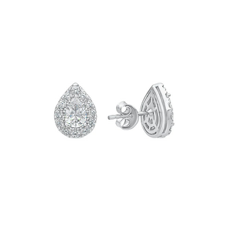 Eira Pear Halo Stud Earrings