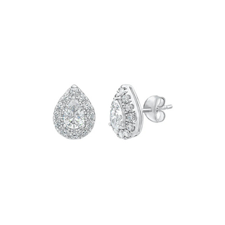 Eira Pear Halo Stud Earrings