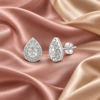 Eira Pear Halo Stud Earrings