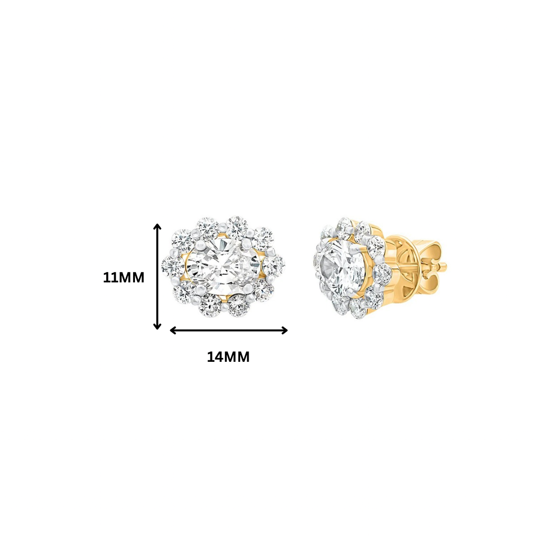 Isla Oval Halo Moissanite Stud Earrings