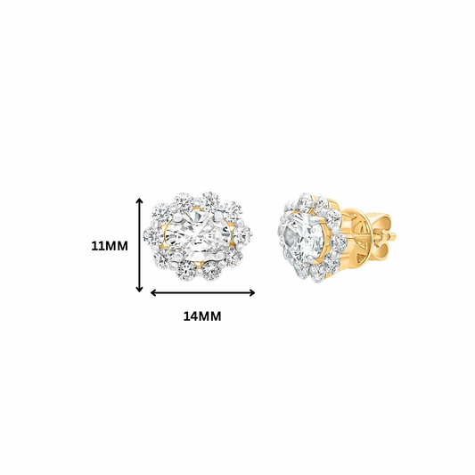 Isla Oval Halo Moissanite Stud Earrings