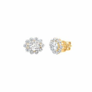 Isla Oval Halo Moissanite Stud Earrings