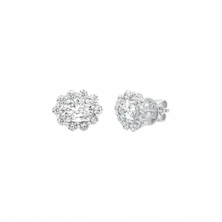 Isla Oval Halo Moissanite Stud Earrings