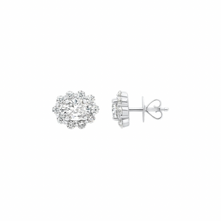 Isla Oval Halo Moissanite Stud Earrings