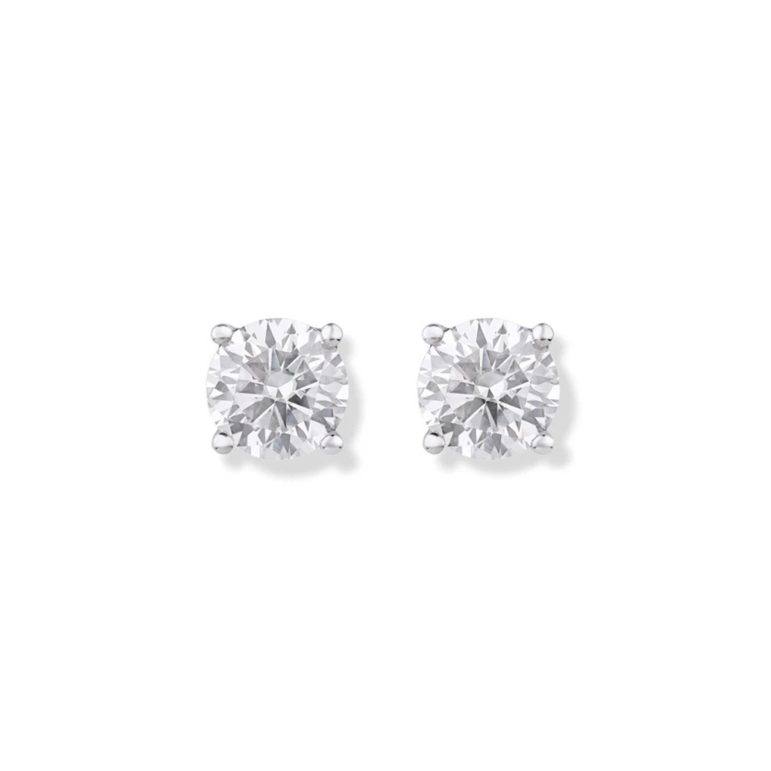 Gia 2.00ct Round Moissanite Silver Stud Earrings