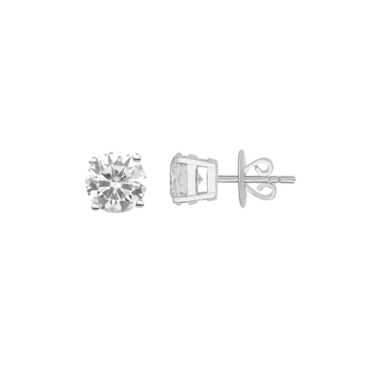 Gia 2.00ct Round Moissanite Silver Stud Earrings