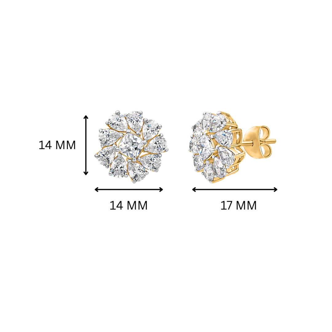 Selena Pear & Cushion Moissanite Stud Earrings