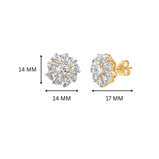 Selena Pear & Cushion Moissanite Stud Earrings