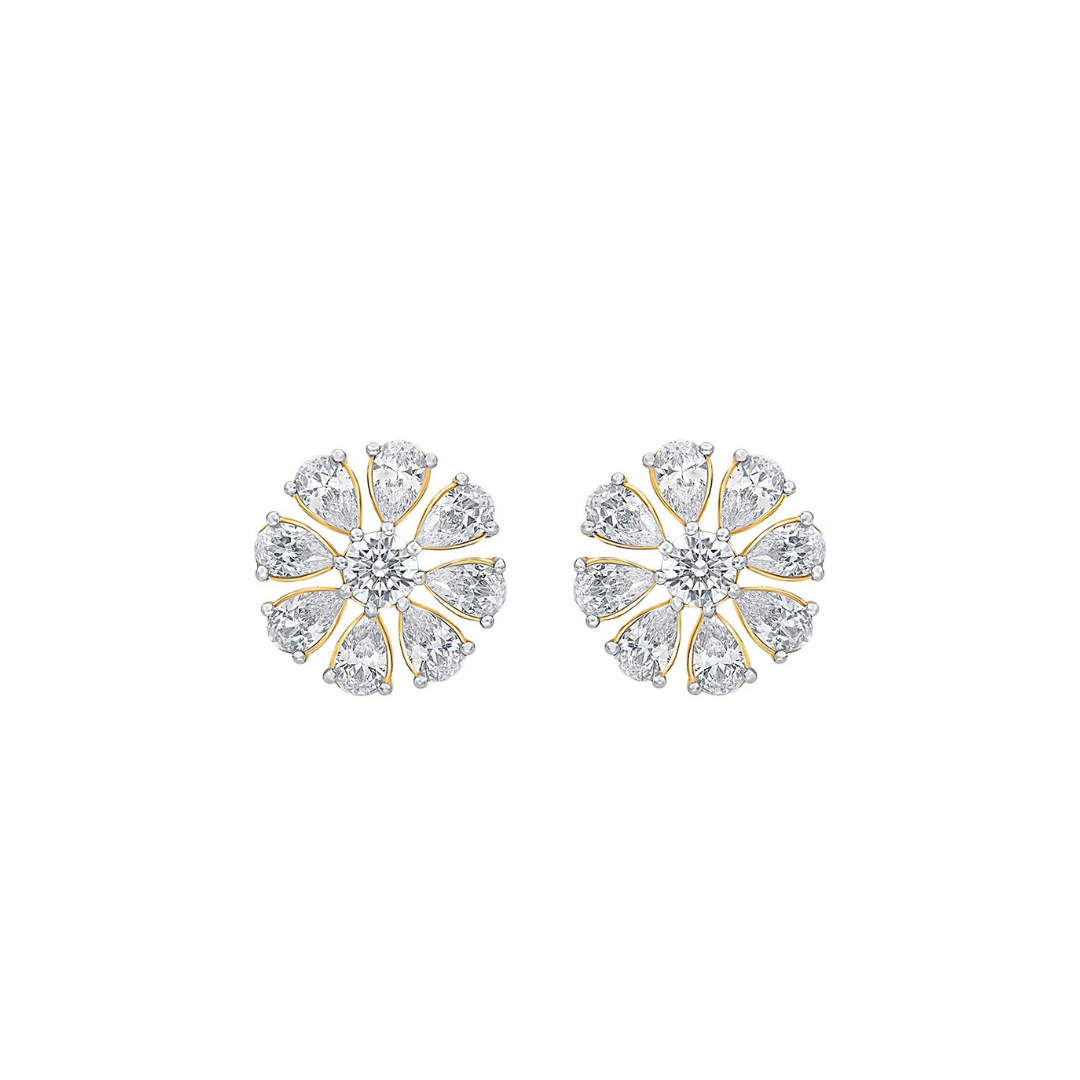 Celia Pear & Round Moissanite Stud Earrings