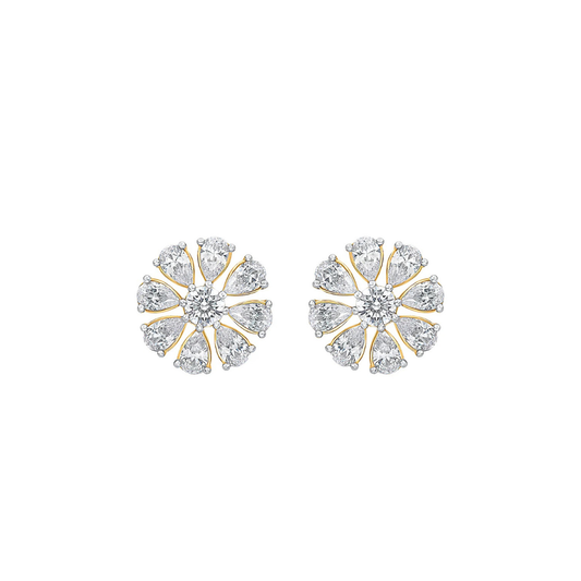 Celia Pear & Round Moissanite Stud Earrings