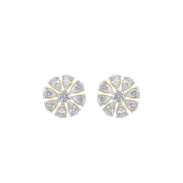 Celia Pear & Round Moissanite Stud Earrings
