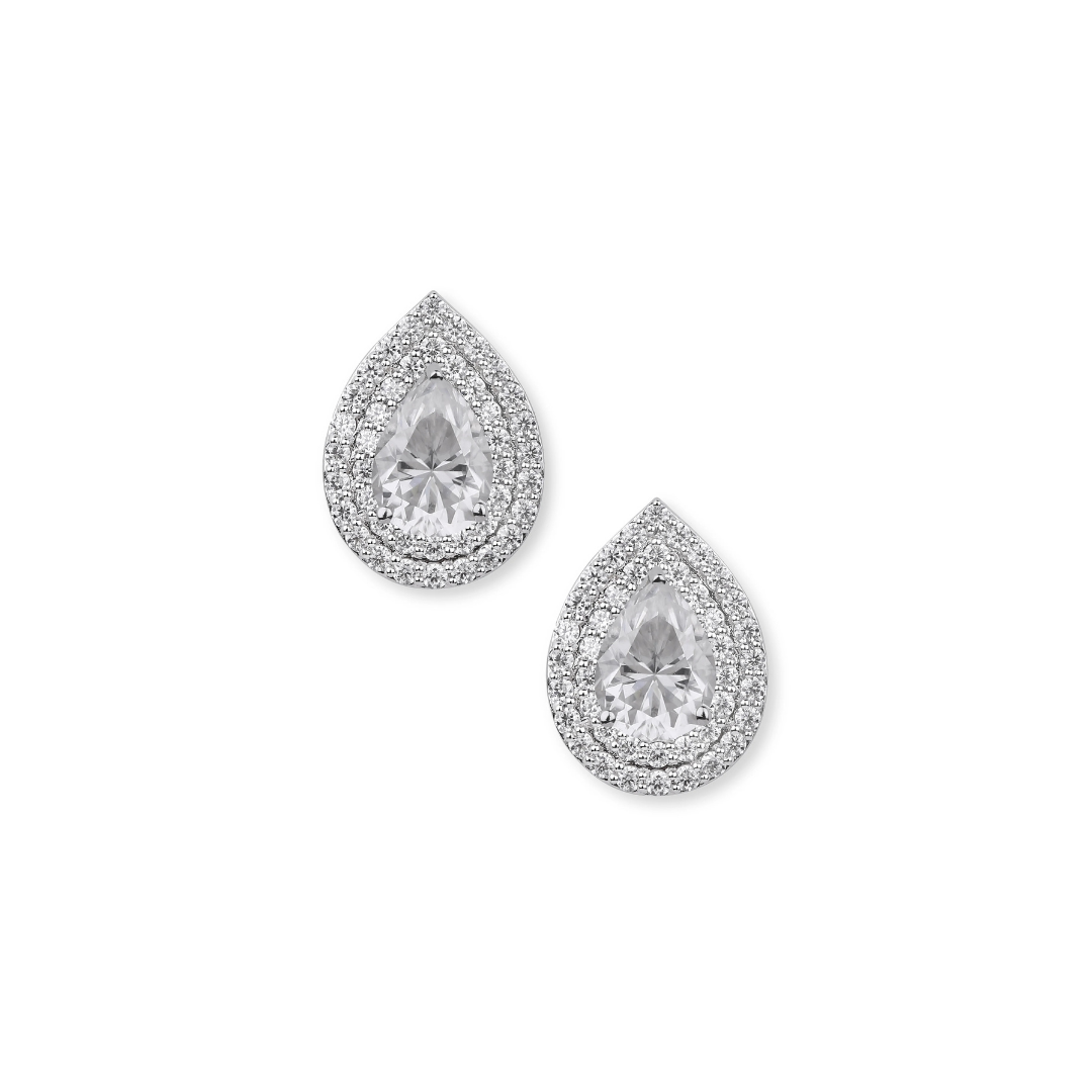 Trillia 3-in-1 Earrings | Ruby, Emerald & Moissanite Silver Drops